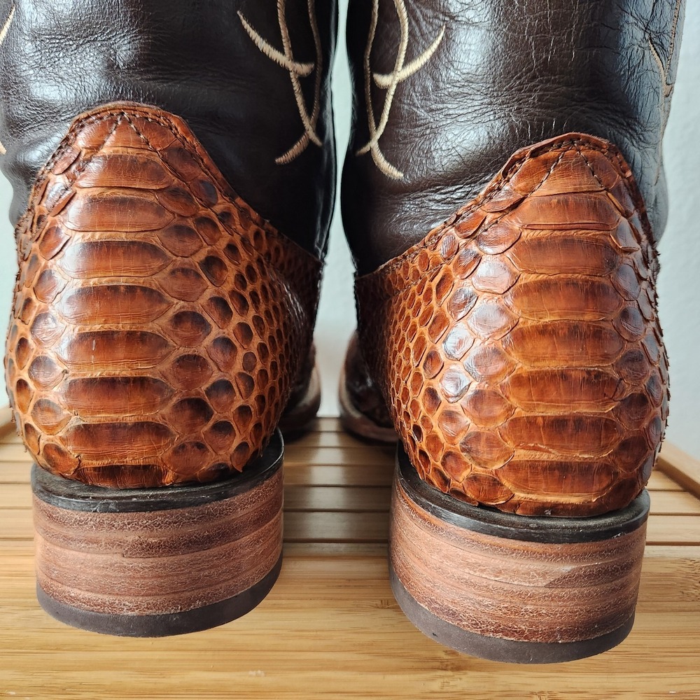 VTG El Dorado Python Western Cowboy Boots US 10.5 handmade León Mexico Muñoz - Picture 9 of 16